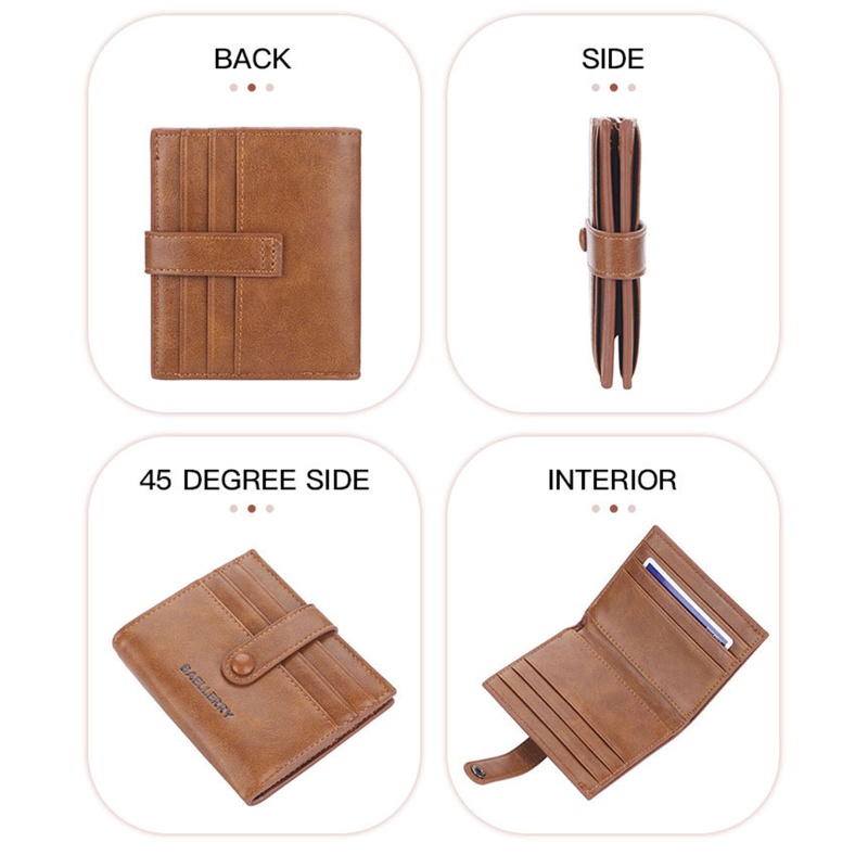 Ví Da PU Ngắn Gập Đôi Phong Cách Vintage Đựng Tiền / Thẻ Dành Cho Nam Giá Đỡ