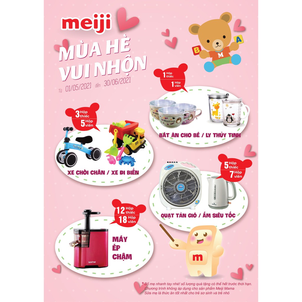 [𝗠𝘂𝗮 𝟯 𝗧𝗮̣̆𝗻𝗴 𝟭] Sữa bột Meiji 1-3 tuổi Growing up Formula 800g (nk chính hãng) + Tặng kèm xe chân chòi / xe đi biể