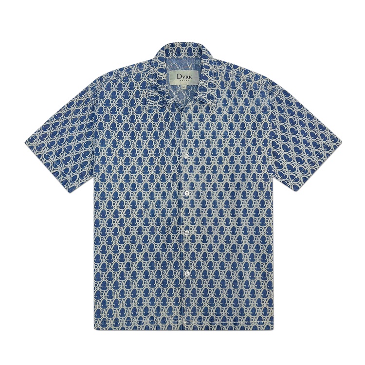DVRK - Áo sơ mi denim có cổ tay ngắn họa tiết MONOGRAM-DVRK-22SS