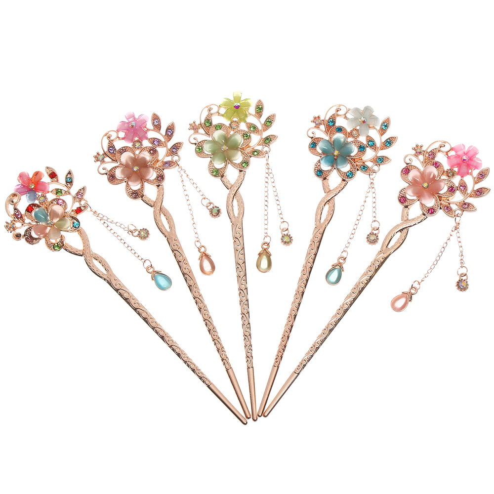 Trâm cài tóc thiết kế hoa kép kiểu cổ điển cho nữ