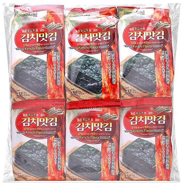 RONG BIỂN (TẢO) SẤY KHÔ ĂN LIỀN CUỘN KẸP (CƠM) VỊ KIM CHI CAY NHẸ THƠM NGON (4 Gram/1 Gói x 12 Gói/1 lốc) - GOOD&WELL