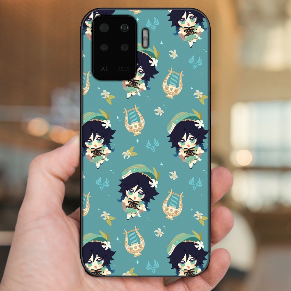 Ốp lưng Oppo A94 viền đen in hình Venti Genshin Impact