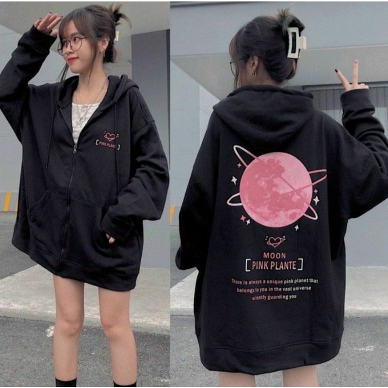 Áo Khoác Hoodie Nữ Chất Nỉ Bông Có Nón In Họa Tiết Địa Cầu Siêu Xinh - Z2 Store