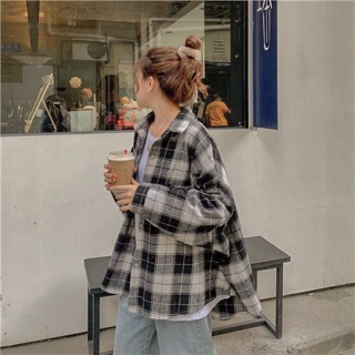 SƠMI KẺ CARO TAY PHỒNG FORM OVERSIZE