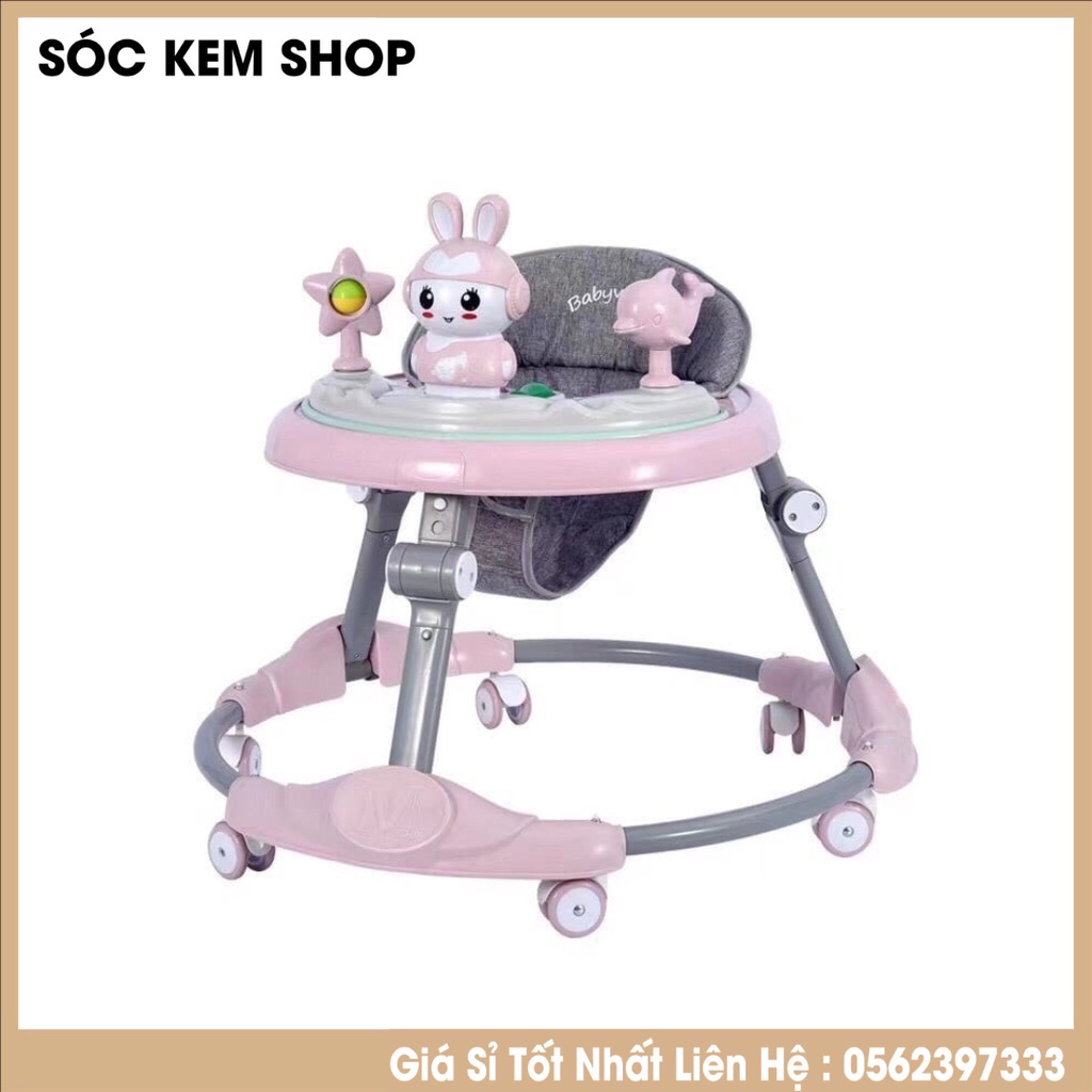 Xe Tròn Tập Đi Cho Bé 2In1 Baby Walker 619M Xe Nôi Quây Tròn 6 Bánh Xoay 360 Độ, Chắc Chắn - Có Kèm Nhạc, Đèn