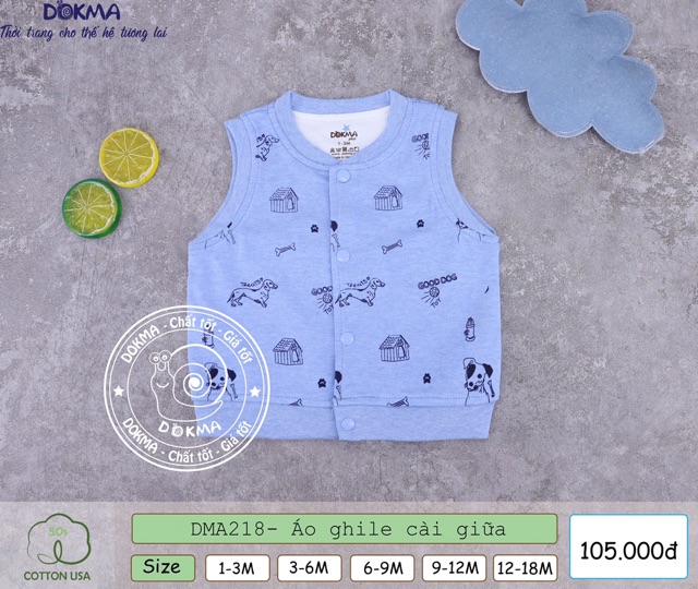 Áo gile 2 lớp cài giữa Dokma cotton 100% DMA218