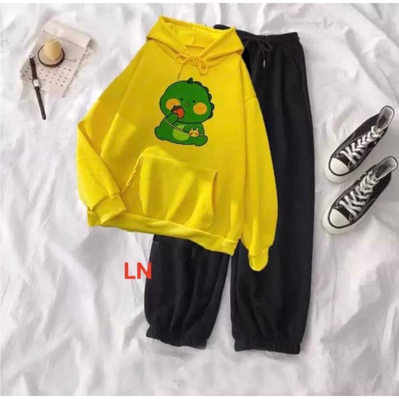 Áo hoodie khủng Long dâu Tây +quần bom đen LN11