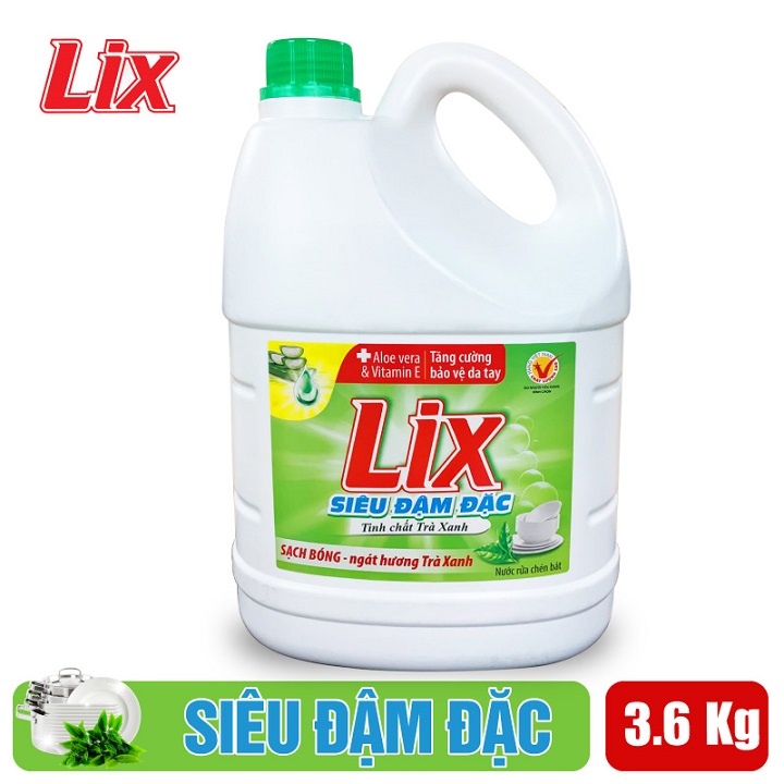 Nước rửa chén Lix siêu đậm đặc trà xanh 3.6Kg (NT360)