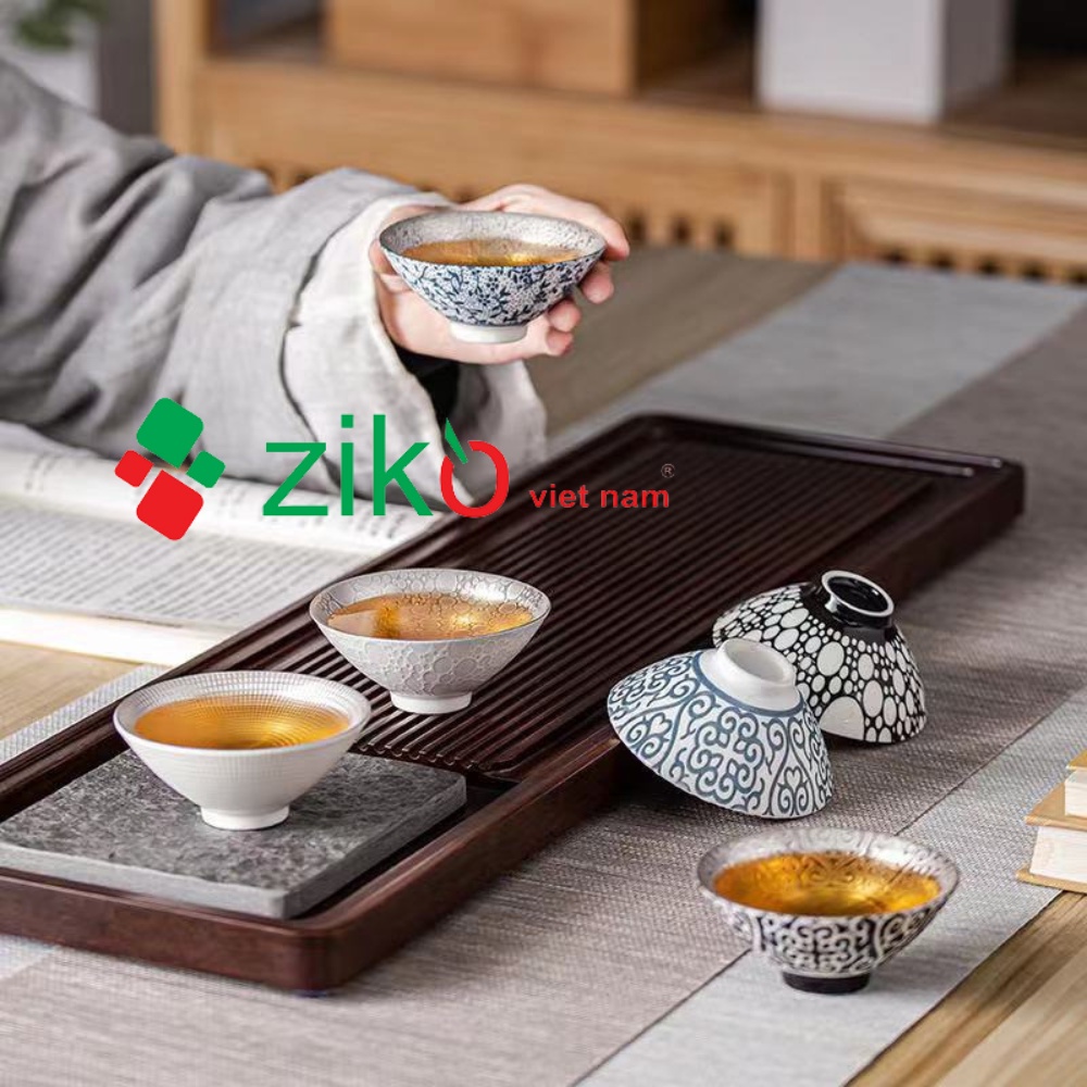 Bộ chén Cảnh Đức tráng bạc 60ml cao cấp  siêu đẹp