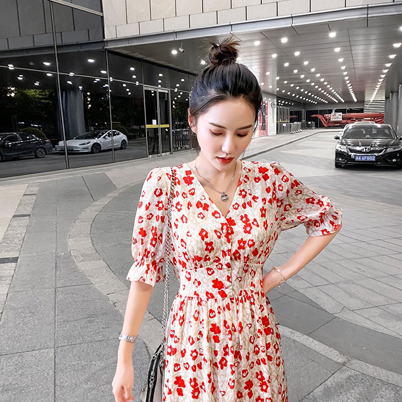 Đầm Voan Dài Tay Ngắn Lưng Cao Co Giãn Size S-Xxl