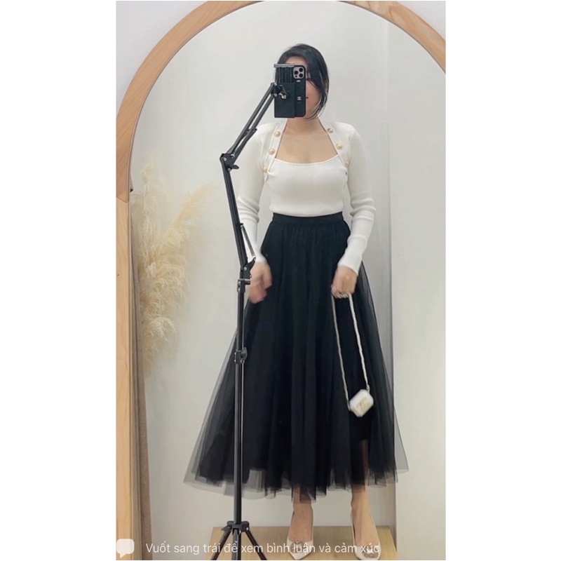 ( Ảnh thật ) A10130 Áo len cổ vuông cúc đồng | BigBuy360 - bigbuy360.vn