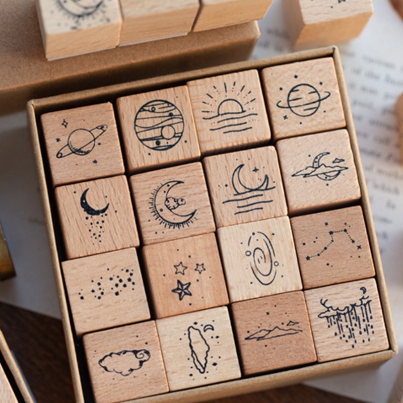 Set 16 tấm gỗ cao su dùng để trang trí album ảnh DIY