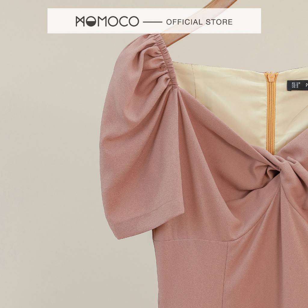 Đầm Thiết Kế Nữ MOMOCO Chất Cát Vặn Nút Ngực Dáng Ôm Xòe Cộc Tay M2805