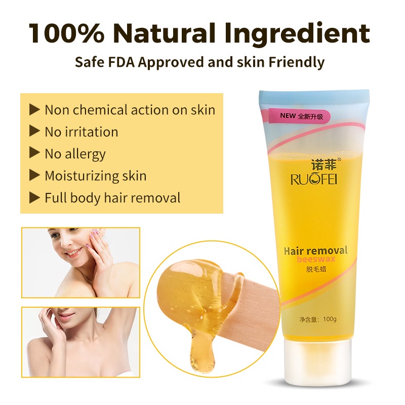RUOALL Wax Lông Nách Chân Tay Bikini Tẩy Lông Tận Gốc Dạng Sáp Wax 100g