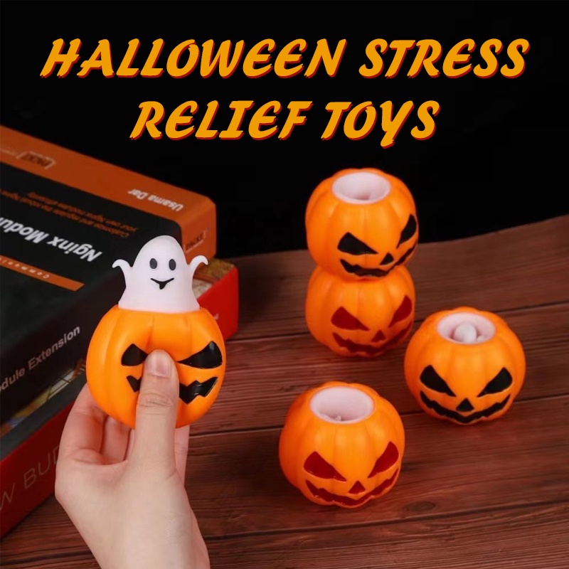 Đồ Chơi Nắn Bóp Hình Trái Bí Ngô Halloween Giúp Giảm Căng Thẳng