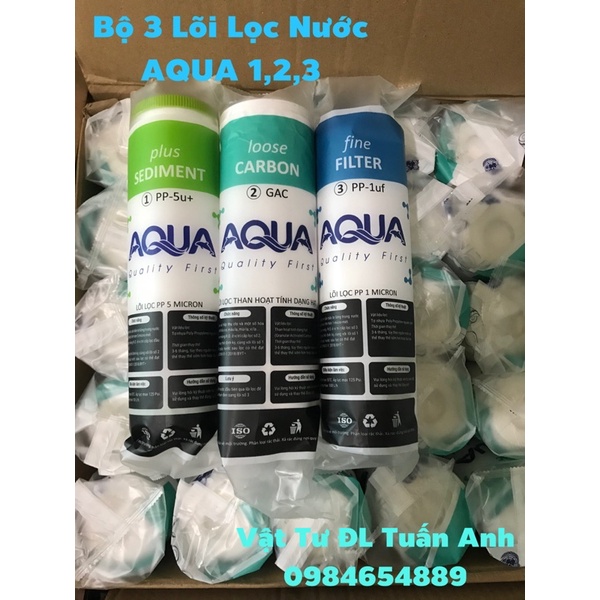 Bộ 3 Quả Lõi Lọc Nước 1-2-3 AQUA Chính Hãng