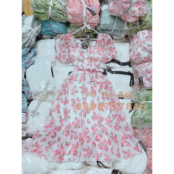 Đầm Hoa voan tơ siêu đẹp, có bo thun phía sau, cực tôn dáng | BigBuy360 - bigbuy360.vn