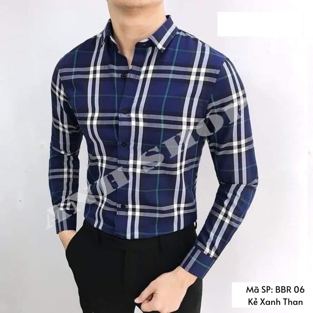 Áo sơ mi nam dài tay BBR kẻ nhiều màu,chất cotton thoáng mát, không nhăn, không bai xù, Hàng Cao Cấp