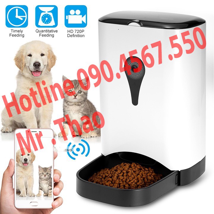 Hộp đựng thức ăn cho Chó Mèo, Tự Động,Điều khiển qua Điện Thoại 3G Wifi, Pet Feeder - Máy tự động cho Thú Cưng ăn