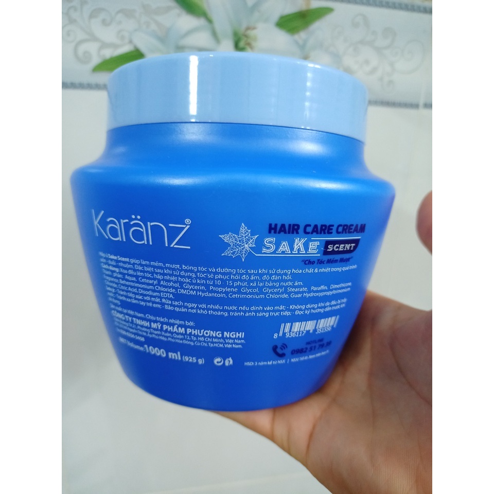 Dầu hấp tóc Karanz hương sake xanh dương thể tích 1000ml
