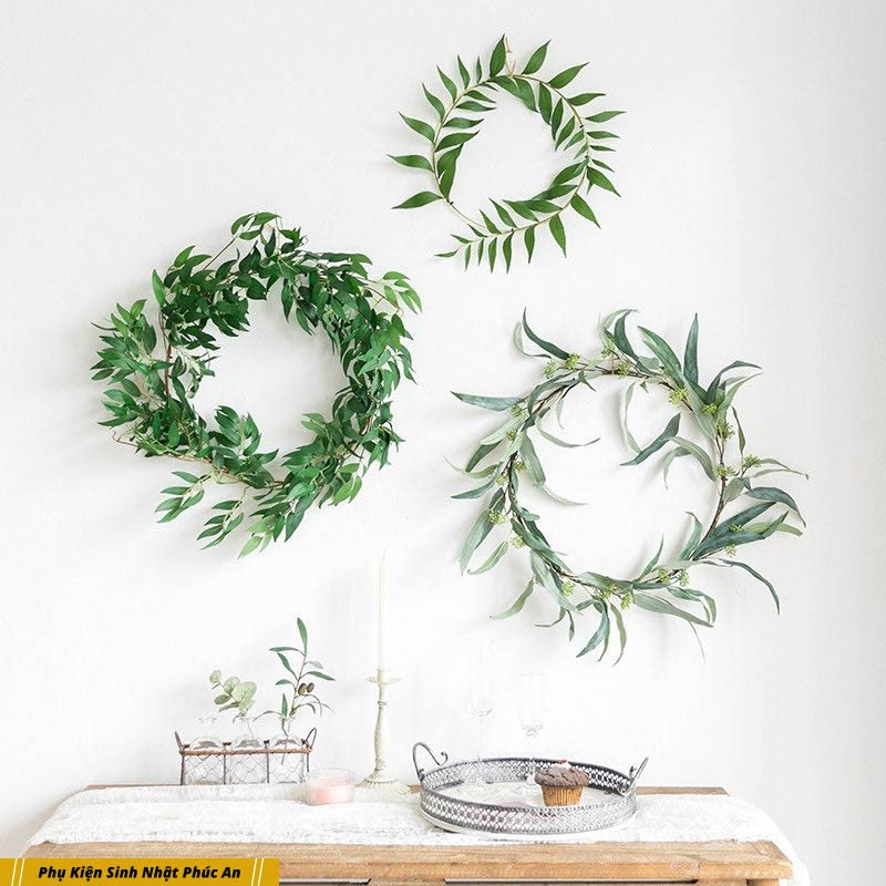 Lá bạch đàn 1m9 trang trí sinh nhật, phông nền backdrop Hàn Quốc