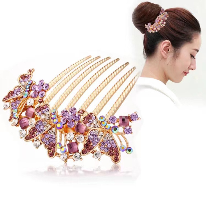 Lược Cài Tóc Hình Bướm Đính Đá Pha Lê Tinh Tế Thời Trang Hàn Quốc