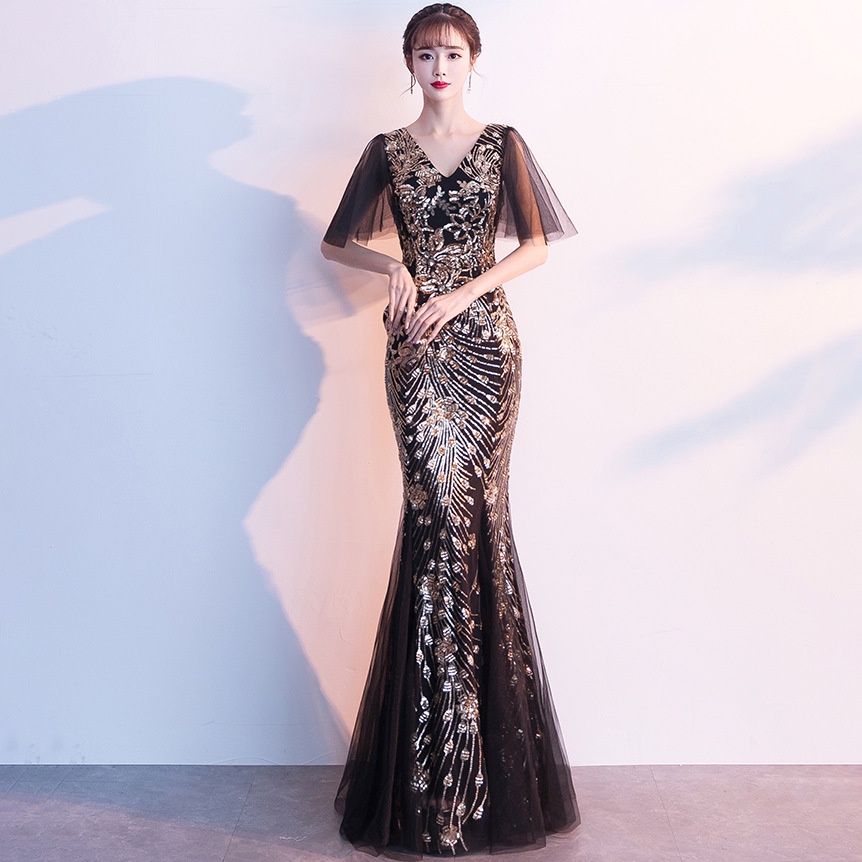 Đầm Đuôi Cá Dự Tiệc Thiết Kế Mới Đính Kim Sa Lấp Lánh Thời Trang Dành Cho Nữ