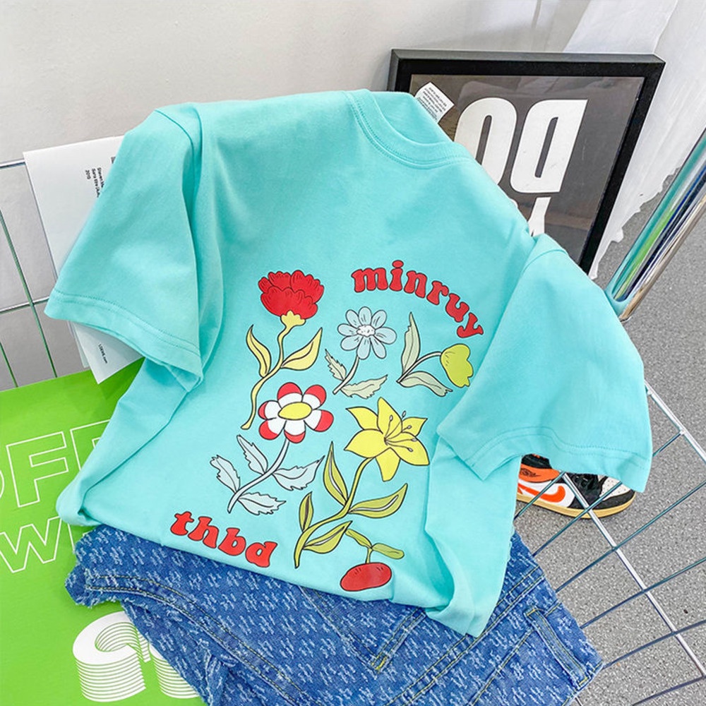 Áo Thun Tay Ngắn Dáng Rộng In Họa Tiết Thời Trang Mùa Hè Phong Cách Hàn Quốc Mới Cho Nữ