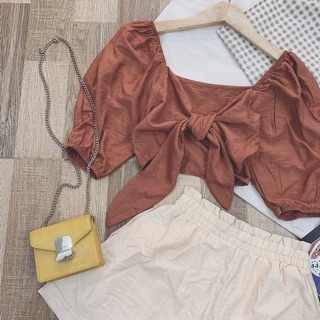 SET ÁO CỘT NƠ NGỰC KÈM QUẦN SHORT (KÈM HÌNH THẬT)