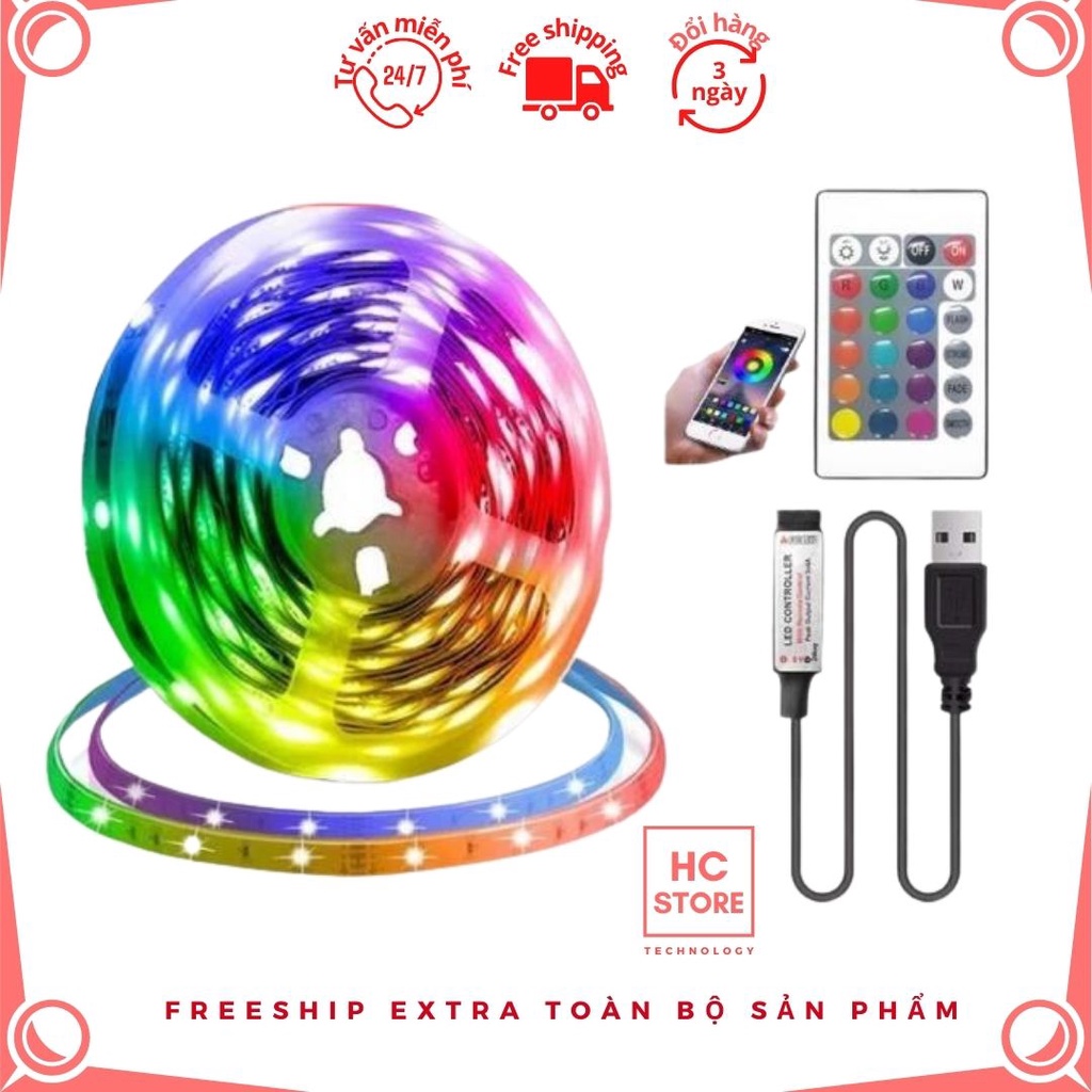 Dây Đèn Led Trang Trí - Đèn Tiktok - Điều Khiển Từ Xa - Đèn Nháy Chống Nước-Hot trend - Decor - 5M Mix Đổi Màu 5050RGB