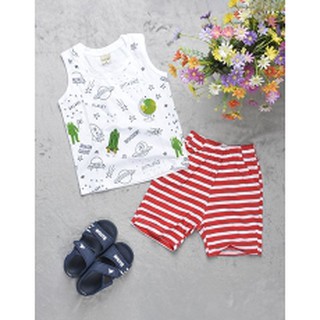 Đồ bộ bé trai sát nách in motor trắng_size 9-15t
