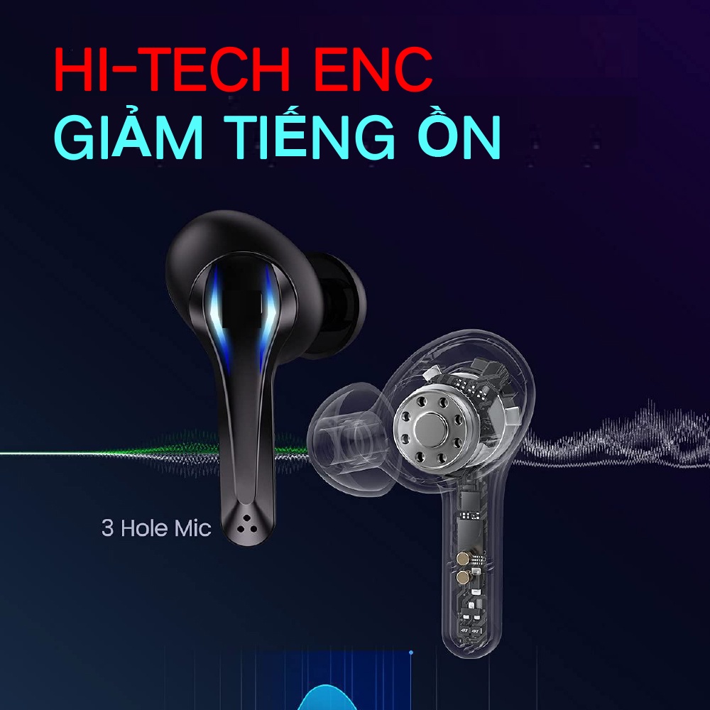 💯Tai nghe Bluetooth Chơi game Tai nghe không dây Độ trễ cực thấp Âm trầm mạnh 30 giờ Thời gian nghe nhạc HIFI