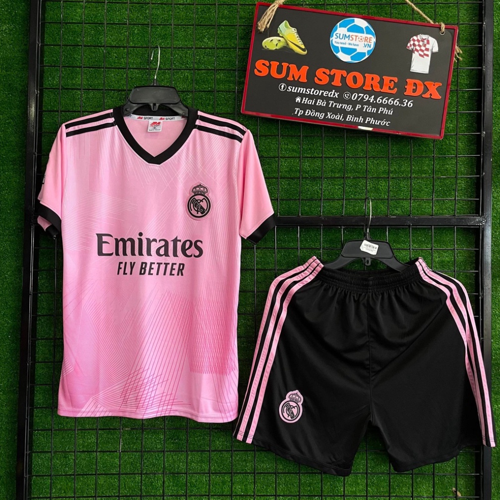 (Lẻ) Quần Áo Đá Bóng CLB Real Madrid Hồng MK Mẫu Mới_Mẫu Áo Đấu Hot, Giá Tốt 2022 (ảnh thật)