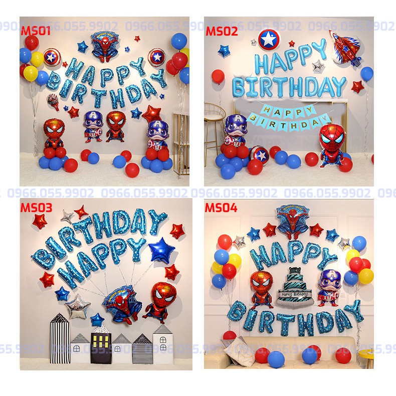 Set Trang trí sinh nhật siêu nhân cho bé trai