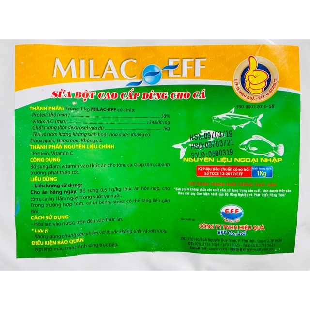 1KG | SỮA BỘT CAO CẤP CHO CÁ (milac efl)