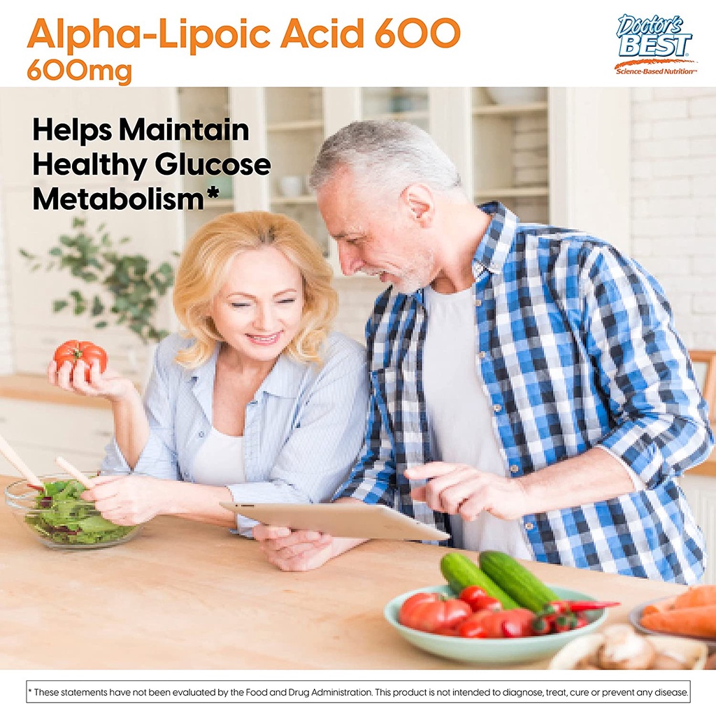 Doctor's Best Alpha-Lipoic Acid 600mg - Viên uống chống lão hóa, duy trì lượng đường trong máu, hỗ trợ tim mạch 180 viên