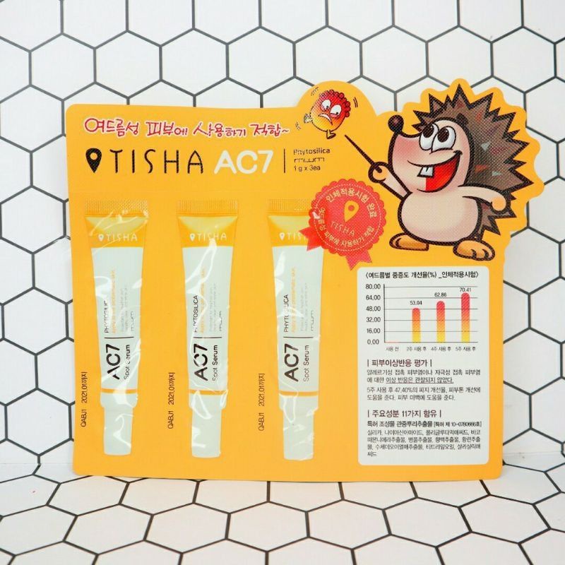 (GRAB - NOWSHIP) (DATE 18-08-2022) SAMPLE Serum Siêu Vi Kim Giảm Mụn Tisha AC7 (Vỉ - 1ml X 3)