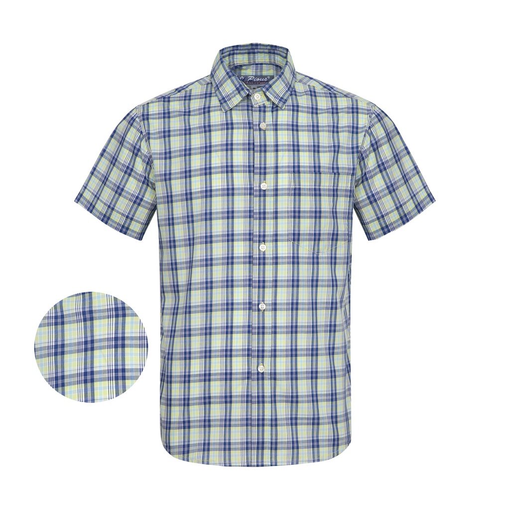Áo sơ mi nam caro cao cấp cotton ngắn tay pious SMNT01009 | BigBuy360 - bigbuy360.vn