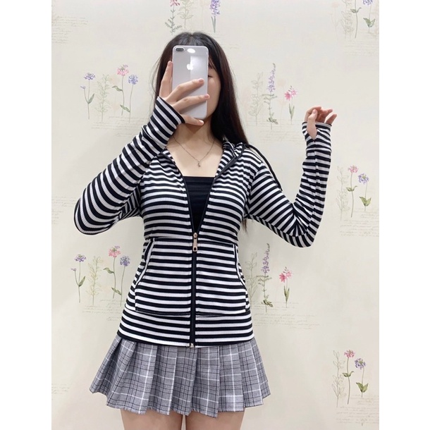 Áo khoác thun sọc gân siêu co giãn