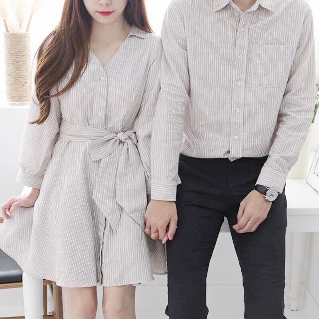Cặp váy áo sơ mi nam sọc nhỏ hàng chuẩn shop bao đẹp
