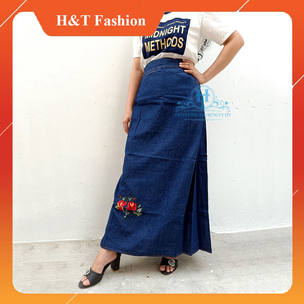 [ ẢNH THẬT TỰ CHỤP ] VÁY CHỐNG NẮNG JEAN -Váy chống Dễ thương cho Nữ thêu Hoa Hồng H&T Fashion