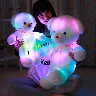 【EY】Lovely Romantic Colorful Flash LED Light Plush Bear Doll Toy Throw Pillow for Kids Friends