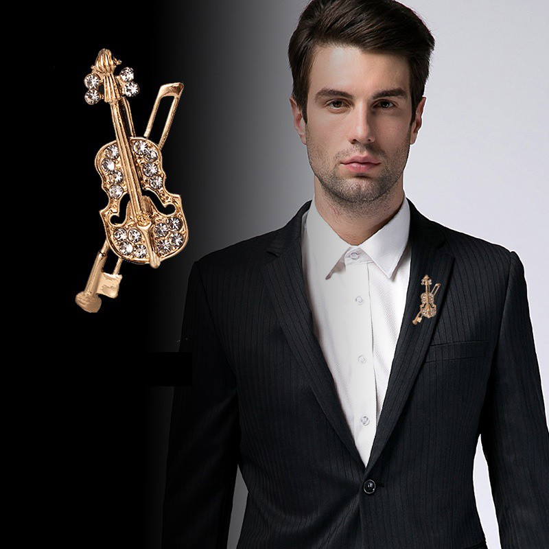 Ghim cài áo Vest Nam Lapel Pin thời trang hình chiếc đàn vĩ cầm Violin GH-305 {Phụ kiện Vest Nam - AdamZone}