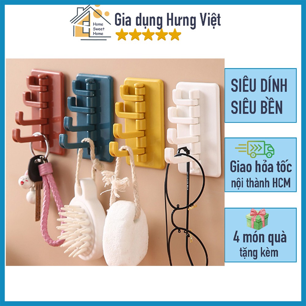 Móc dán tường 4 chấu đa năng, treo quần áo, chìa khóa, vật dụng tiện lợi [MÓC 4 CHẤU CÂY THÔNG]