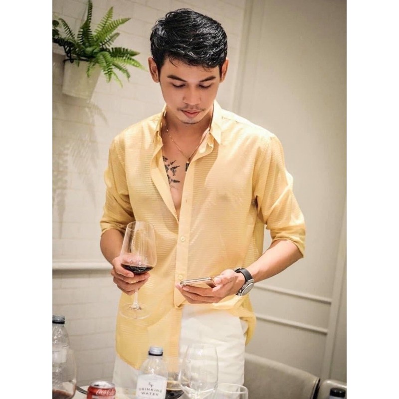 Sơ mi chifon kính màu mỡ gà