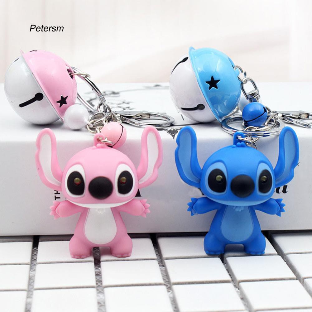 Móc khóa hình Stitch đèn Led phát nhạc dễ thương kèm pin