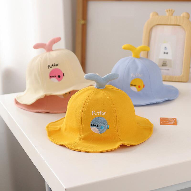 Nón Tai Bèo Cotton Mềm Mại Thoải Mái Thêu Chữ Và Cá Voi Nhiều Màu Dễ Thương Cho Bé Sơ Sinh