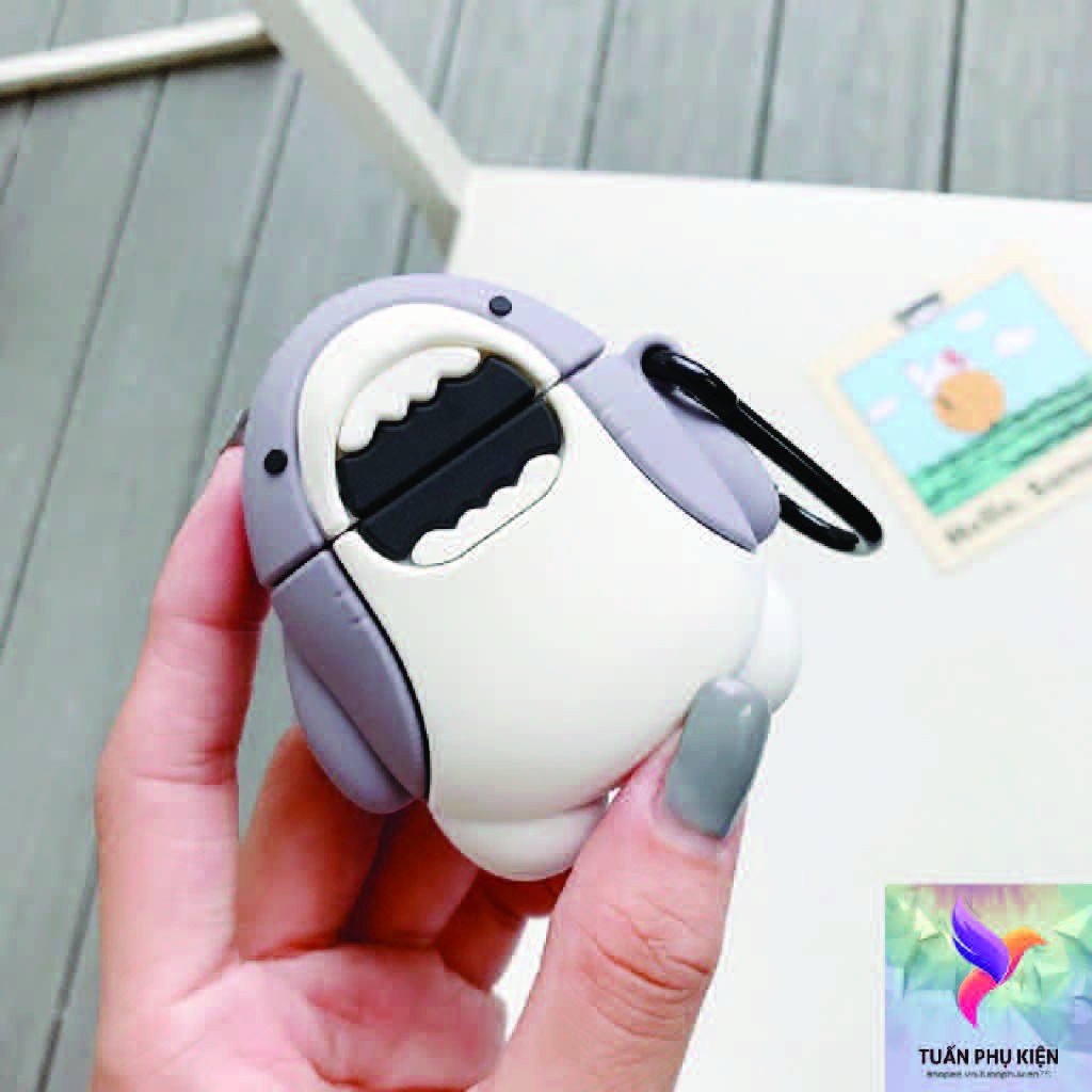 Air-pod Case ⚡ Freeship ⚡ Cá Mập Cute - Case Tai Nghe Không Dây Air-pod 1/ 2/ i12/ Pro - Tuấn Phụ Kiện