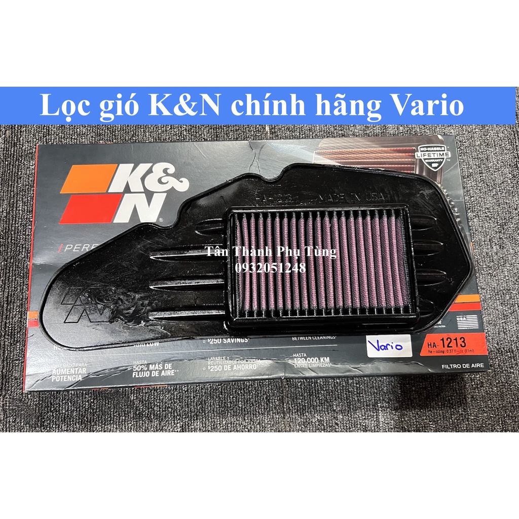 Lọc gió K&N chính hãng Vario, Air Blade, SH Mode, Click - HA1213 TanthanhPT
