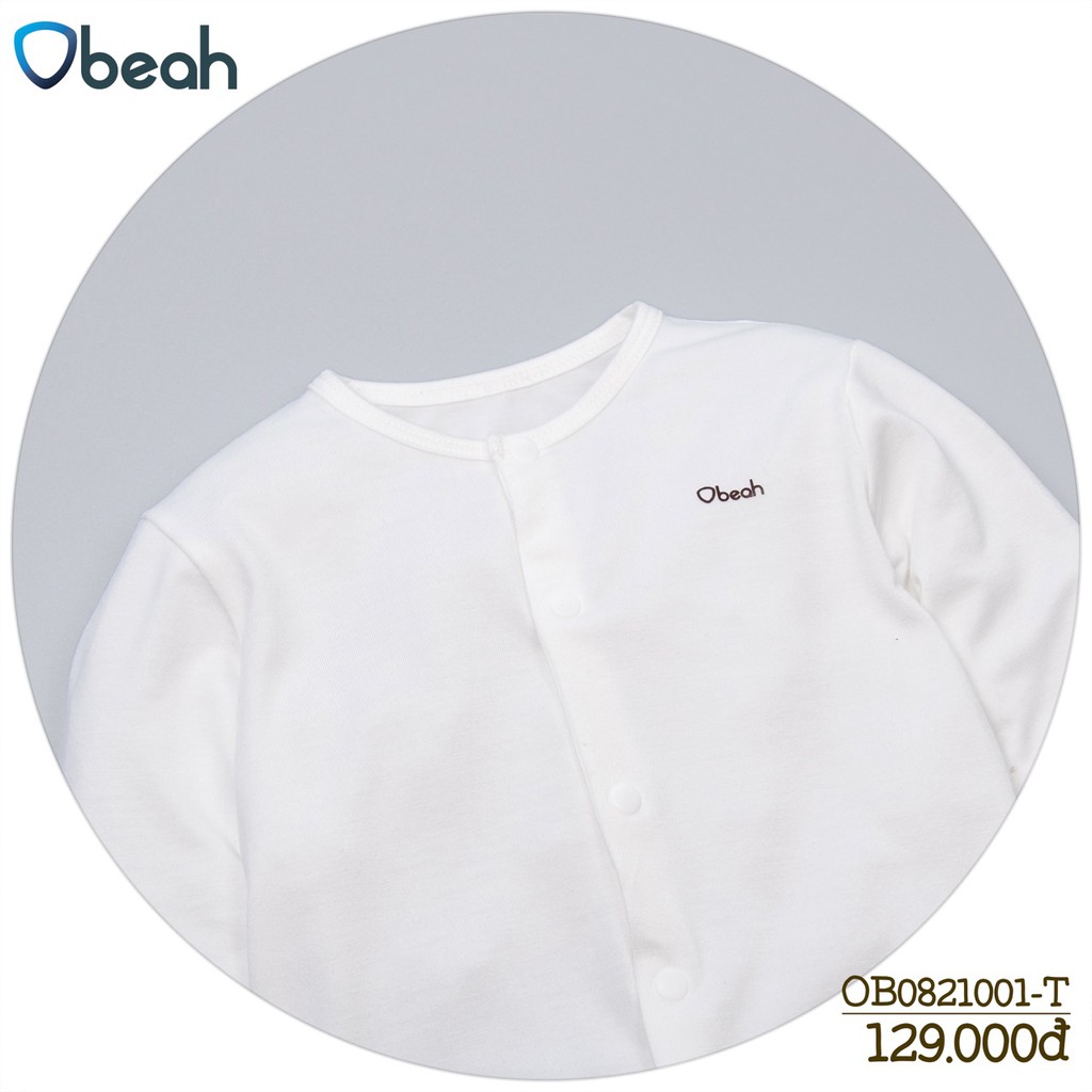 Bộ body Obeah newborn tất liền màu trắng fullsize chất petit dành cho bé 0 đến 12 tháng tuổi